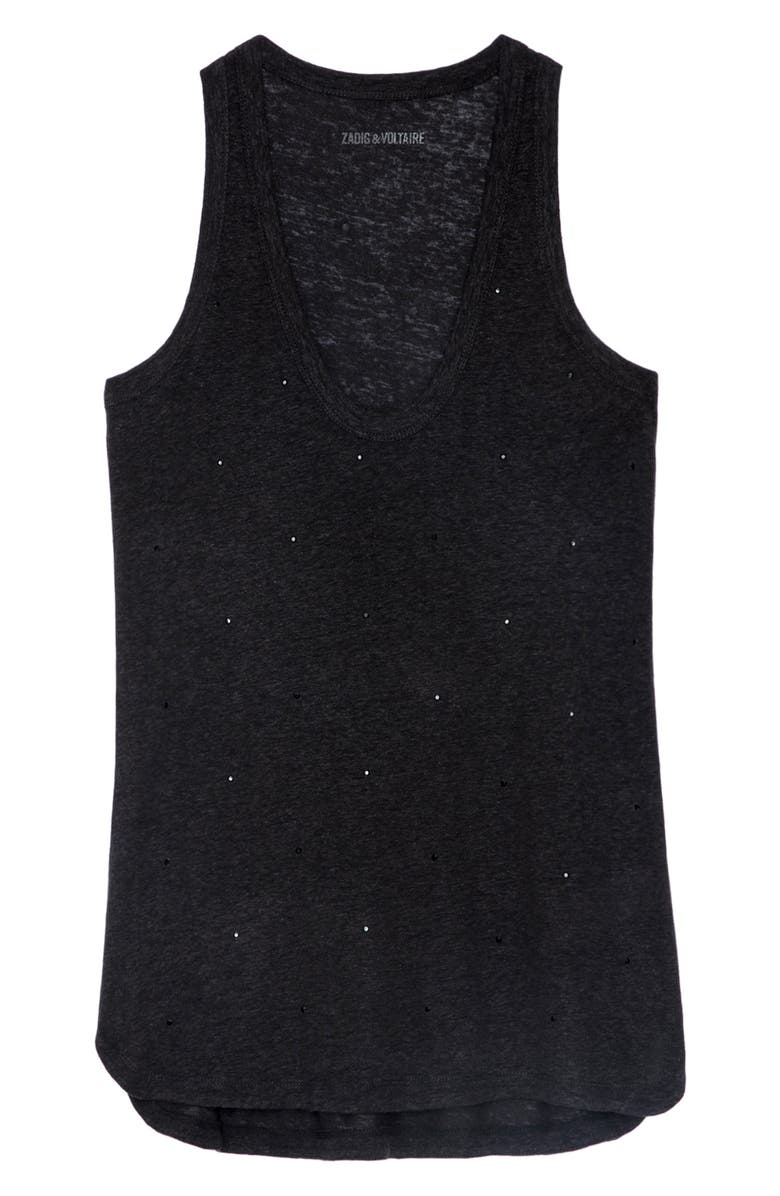 Zadig & Voltaire Samy Rhinestone Linen Blend Tank Top, Alternate, color, 