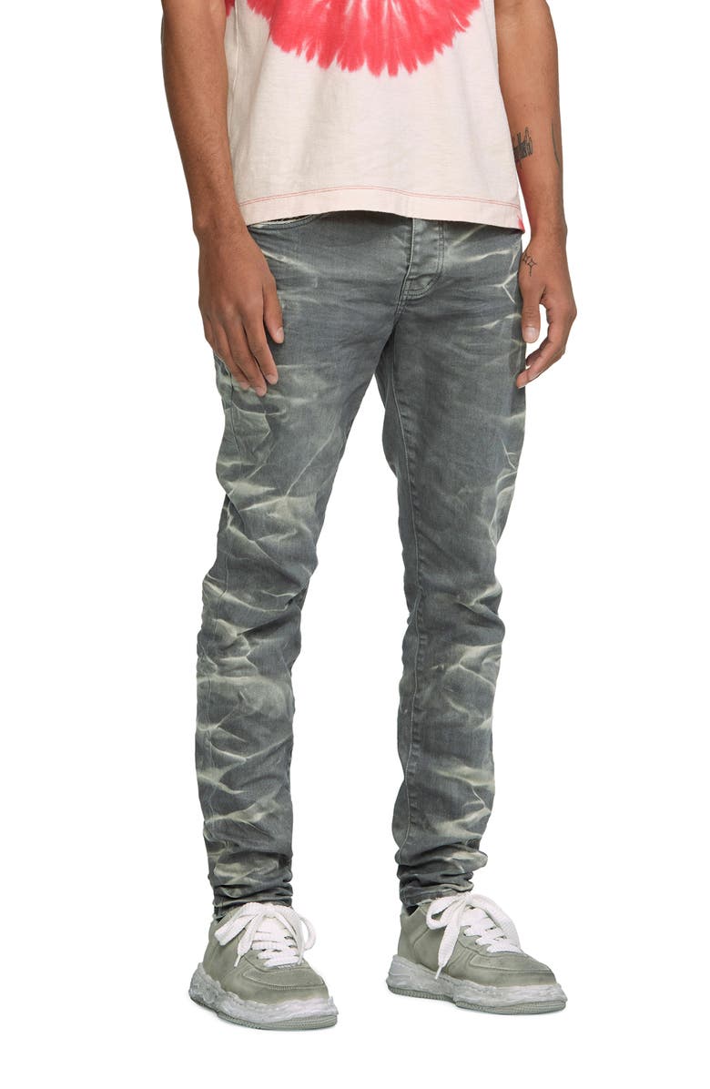 P001 LOW RISE SKINNY PANT - Stretch Leather Galaxy Blue