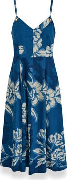 Donna Karan New York Sleeveless Linen Blend Midi Dress
