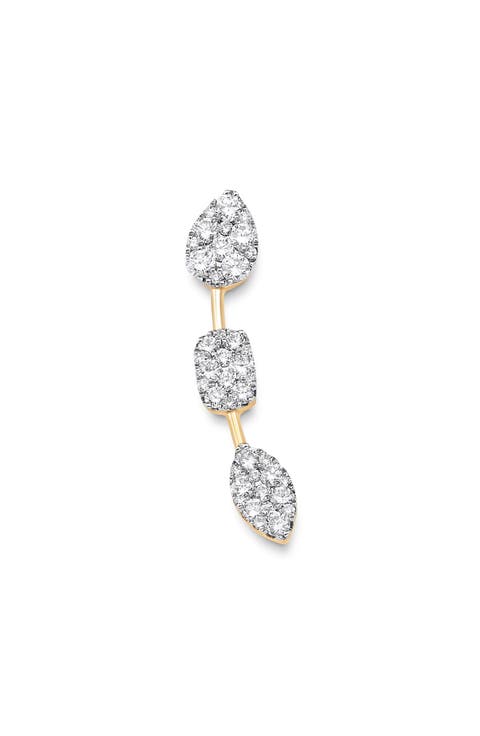 Reverie Three-Cluster Diamond Ear Crawler Earrings