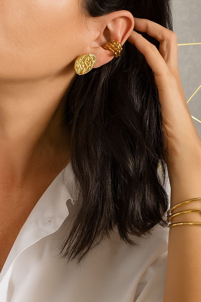 Vida Stud Earrings, Alternate, color, Gold