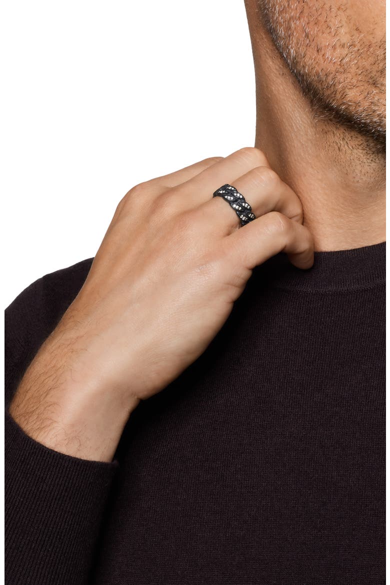 8mm Curb Chain Ring in Black Titanium with Diamonds, 8mm, Alternate, color, BLACK ALTERNATIVE MATERIAL