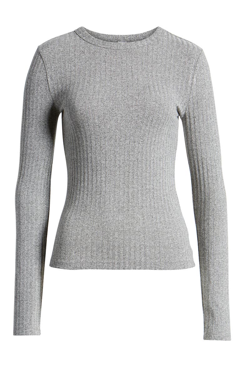 Long Sleeve Rib Tee, Alternate, color, GREY CLOUDY HEATHER MARL
