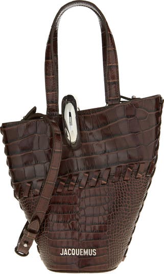 Jacquemus Le Petit Bambola Croc Embossed Leather Bucket Bag