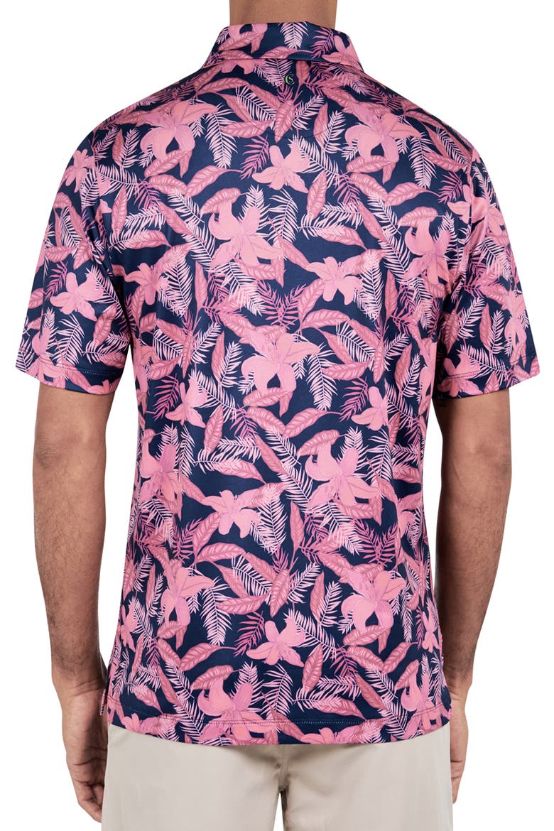 Regular Fit Tropical Floral Print Recycled Performance Golf Polo, Alternate, color, PINK