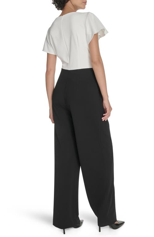 Tommy Hilfiger Flutter Sleeve Draped Side Jumpsuit In Multi