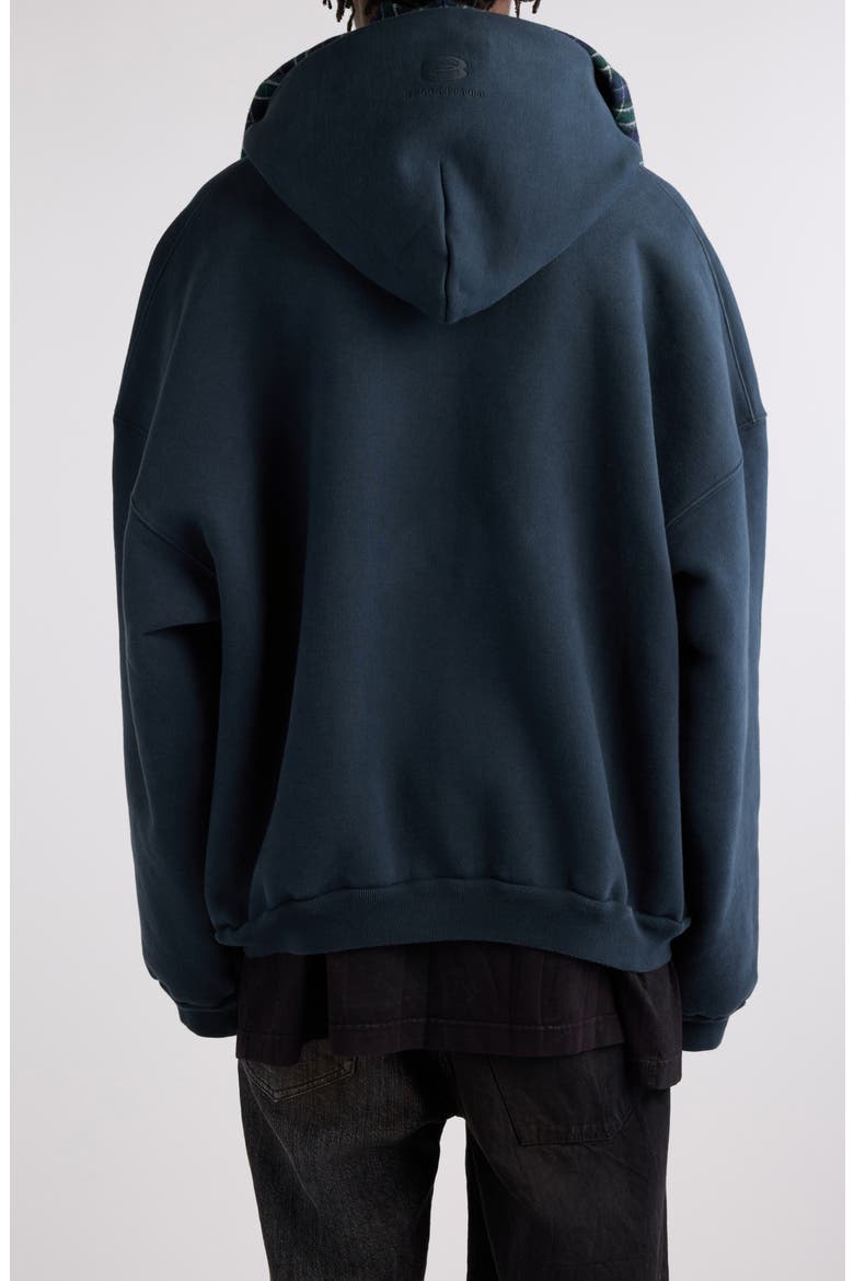 Oversize Full Zip Hoodie with Scarf Detail, Alternate, color, DEEP BLUE/ BLACK