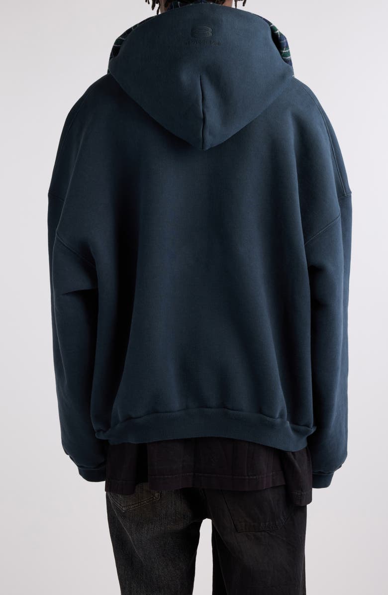 Balenciaga Oversize Full Zip Hoodie with Scarf Detail, Alternate, color, Deep Blue/ Black