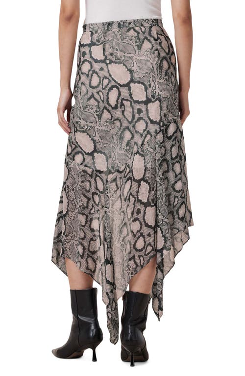 Allsaints Womens Cassie Snake-print Woven Midi Skirt Flow Ecru Whit In Flow Ecru White