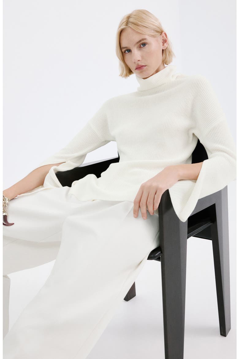 Bell Sleeve Turtleneck Sweater, Alternate, color, OFF WHITE