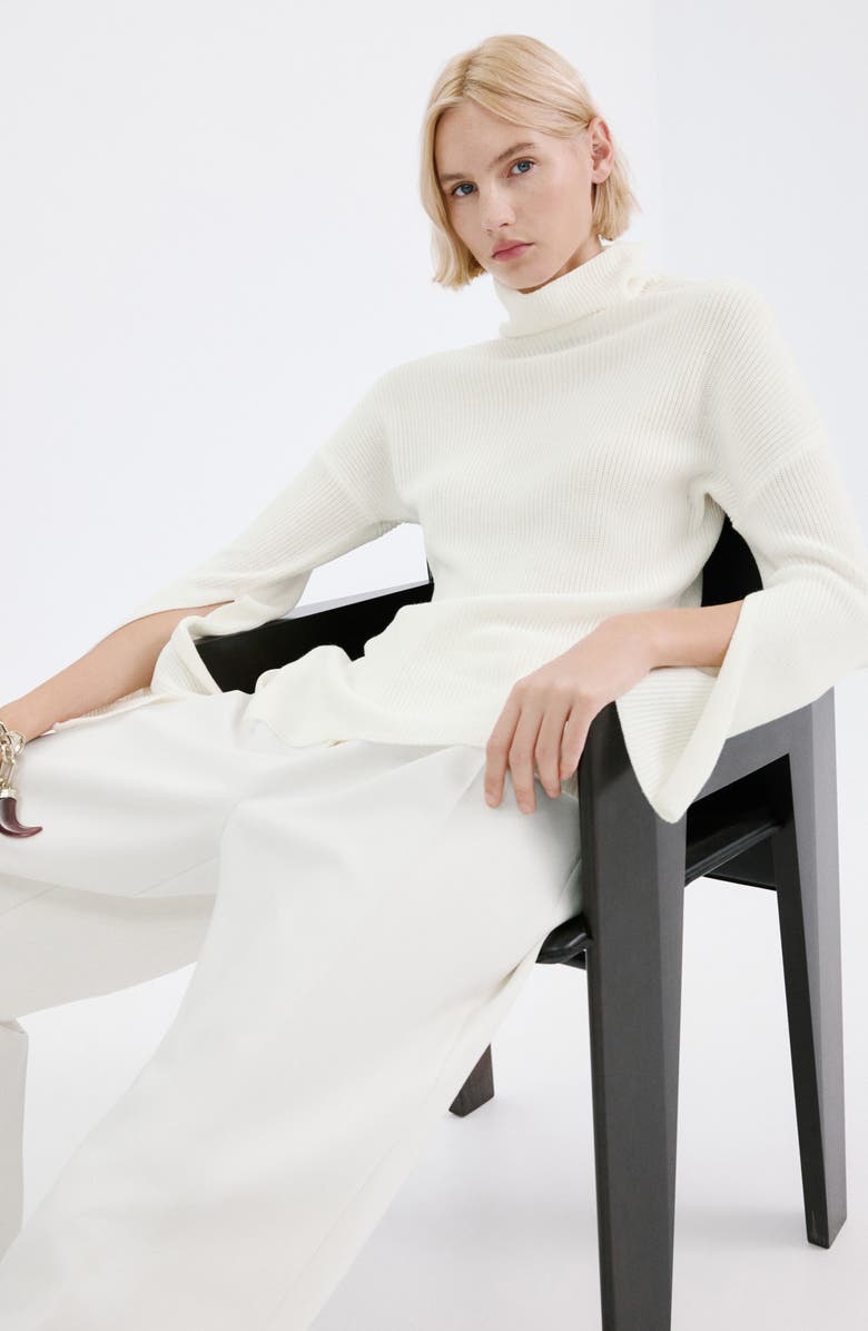 MANGO Bell Sleeve Turtleneck Sweater, Alternate, color, Off White