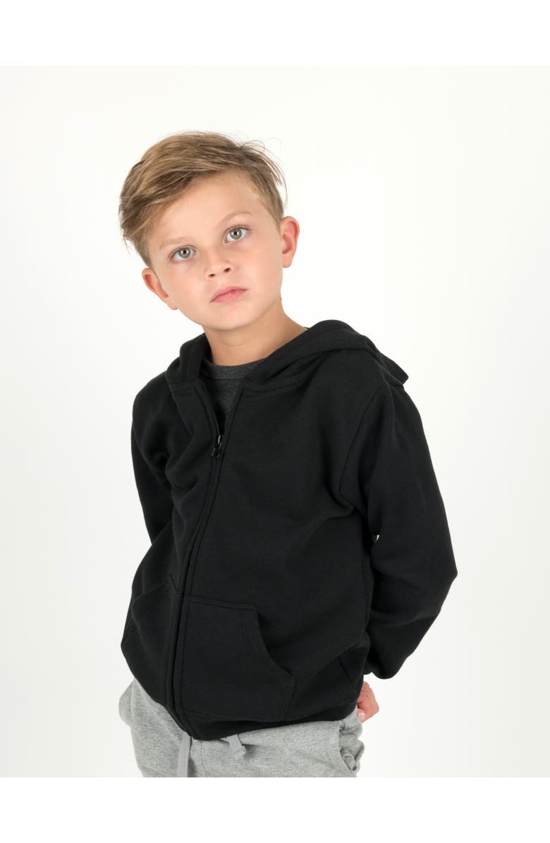 Leveret Kids Zip-Up Sweatshirt Hoodie, Cotton Blend, Solid Colors, Alternate, color, Black