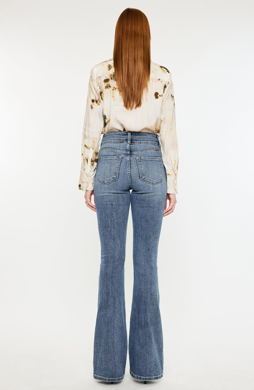 Kancan Raven High Rise Skinny Bootcut Jeans In Blue