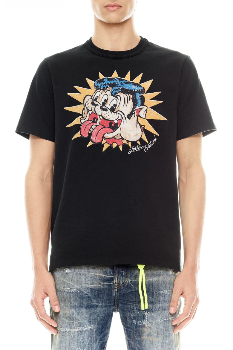 Lucky Bastard Cotton Graphic T-Shirt, Main, color, BLACK