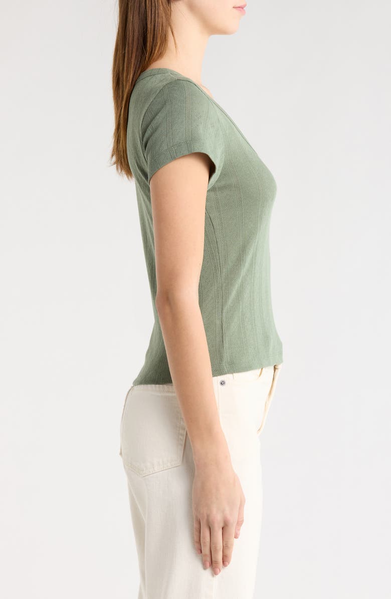 Marine Layer Lexi Pointelle Scoop Neck T-Shirt, Alternate, color, Olive