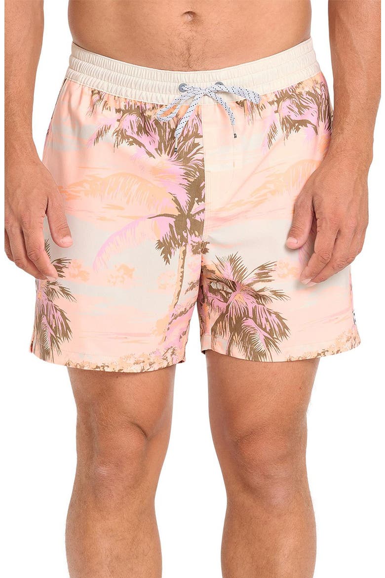Good Times Palm Tree Swim Trunks, Main, color, PALE PEACH