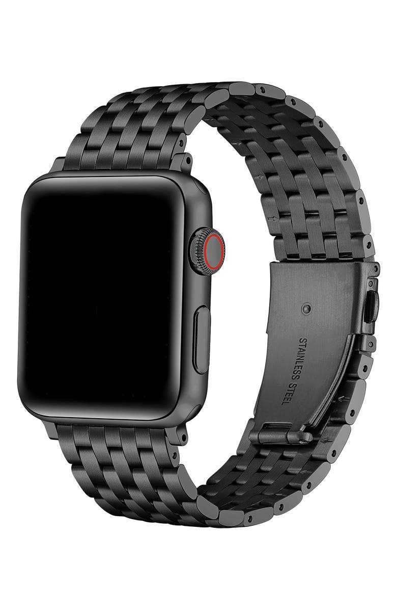 The Posh Tech Remy Stainless Steel Apple Watch<sup>®</sup> Watchband, Alternate, color, Black