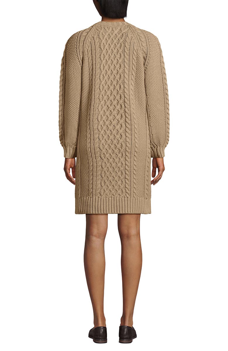Lands' End Cotton Blend Cable Crew Neck Sweater Dress, Alternate, color, 