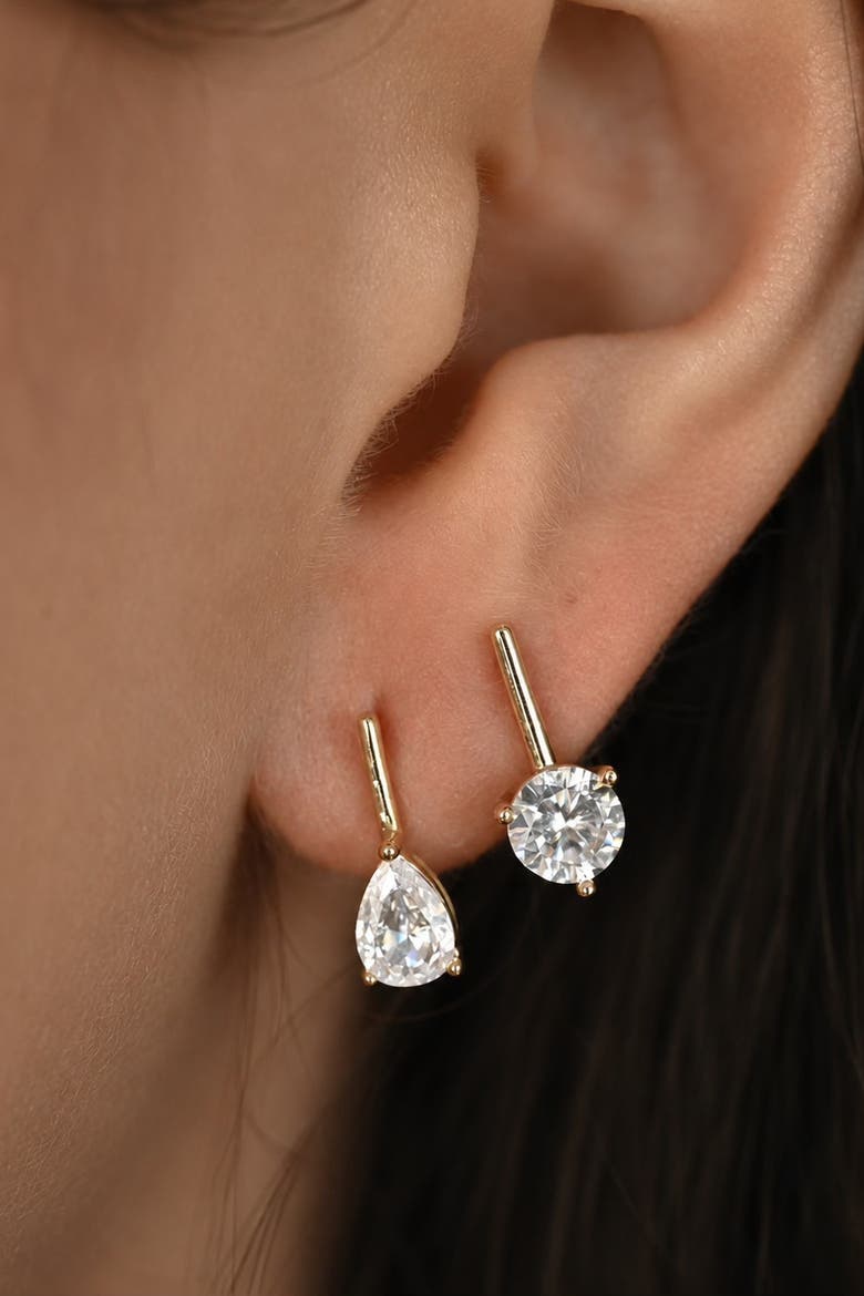 Round Diamond Bar Earrings, Alternate, color, Gold