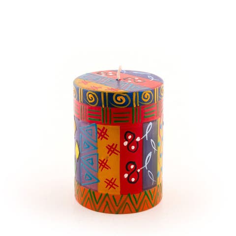 Multi Color Painted Pillar Candle