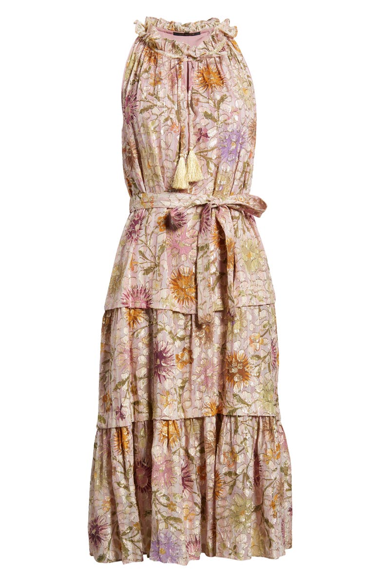 KOBI HALPERIN Rosalie Metallic Floral Tiered Dress, Alternate, color,