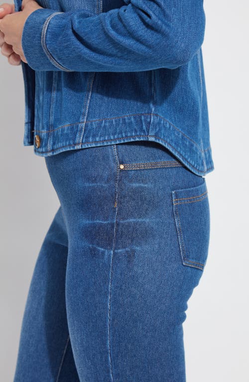 Lyssé Curve Hem Denim Jacket In Blue