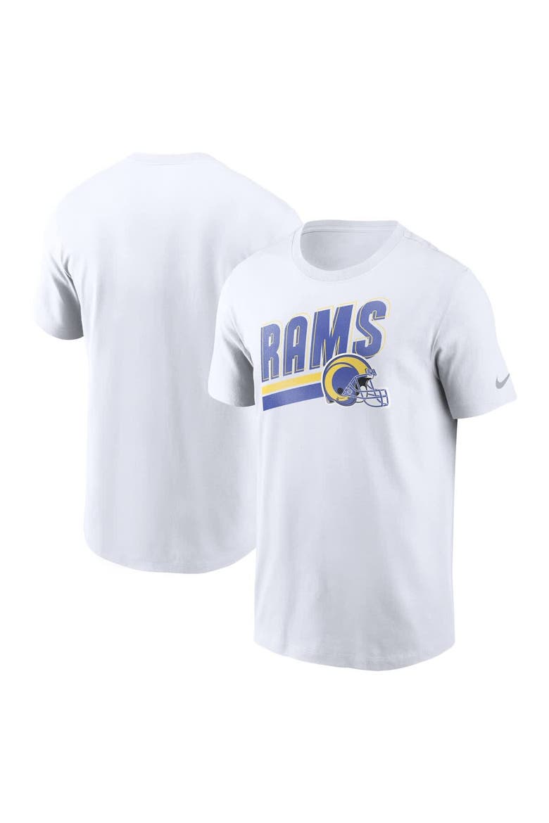 Men's Nike White Los Angeles Rams Essential Blitz Lockup T-Shirt, Alternate, color, White
