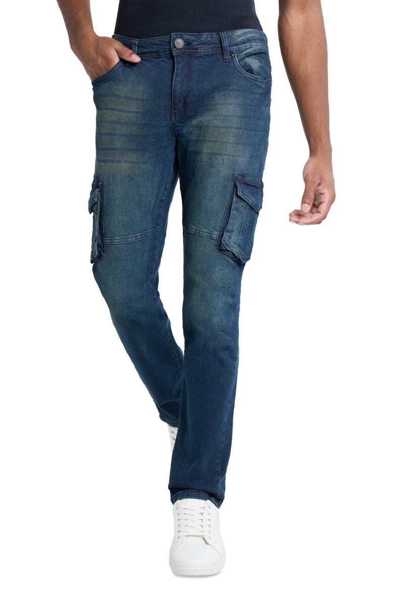 XRAY Slim Fit Cargo Jeans, Alternate, color, Medium Blue Tint
