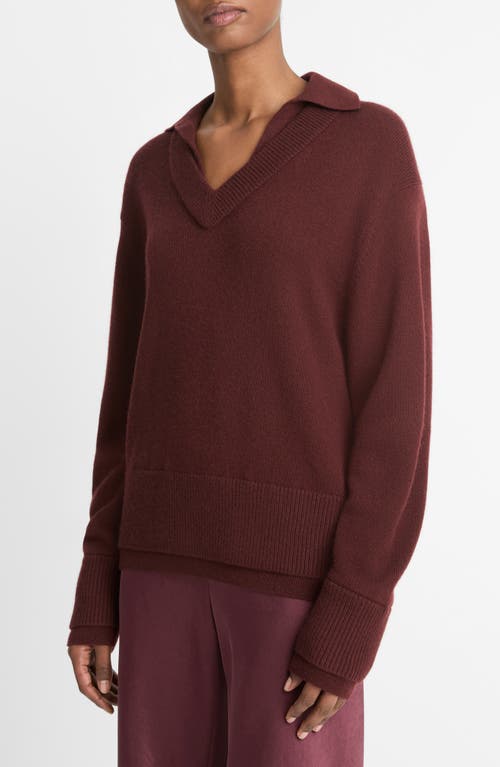 Vince Collared Layered Sweater In Black Rose