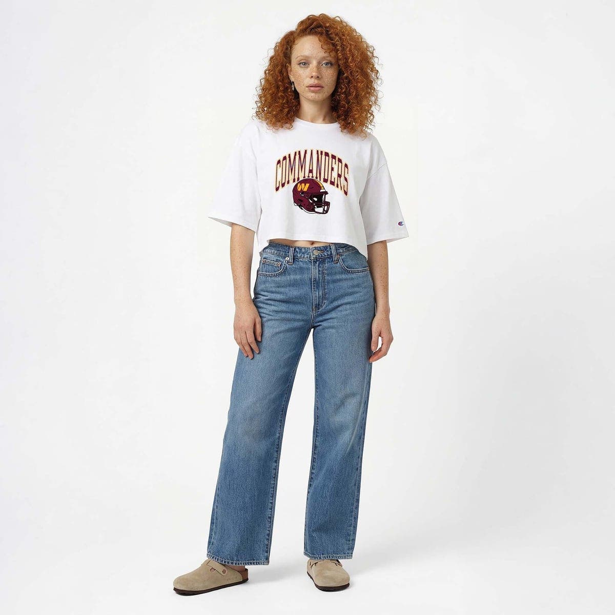 Champion Women's Champion White Washington Commanders Boyfriend Cropped ...