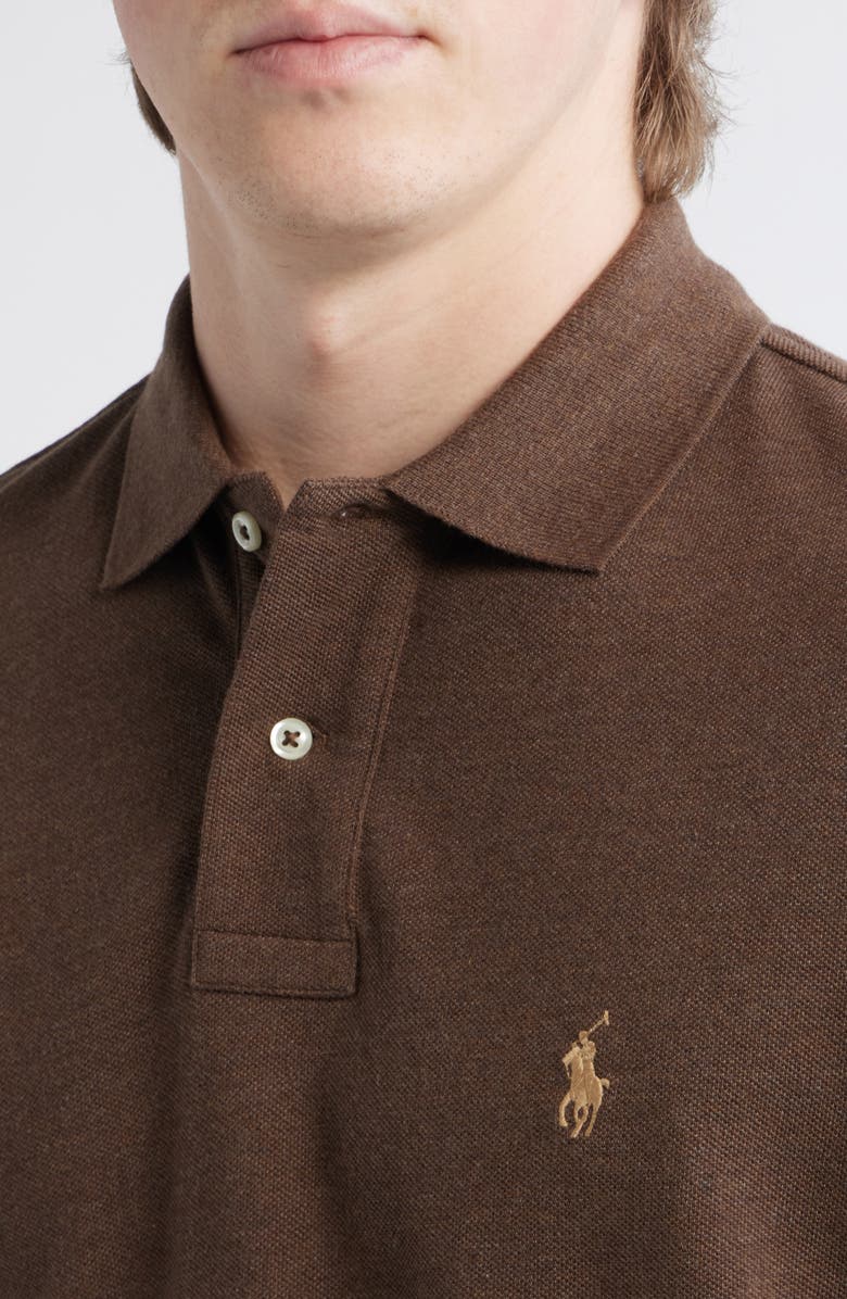 Polo Ralph Lauren The Iconic Cotton Mesh Polo, Alternate, color, Nutmeg Brown Heather