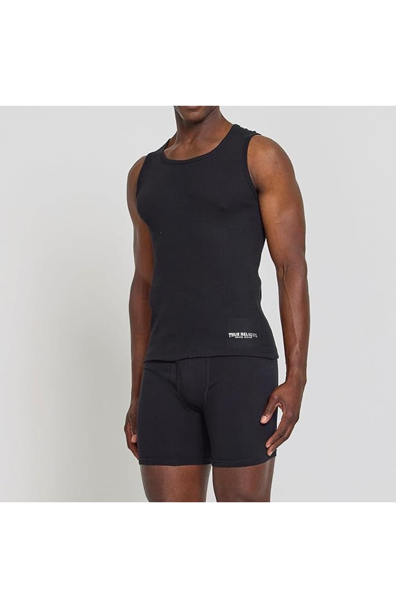 True Religion Ribbed Cotton Tank Top Pack of 5, Alternate, color, Black