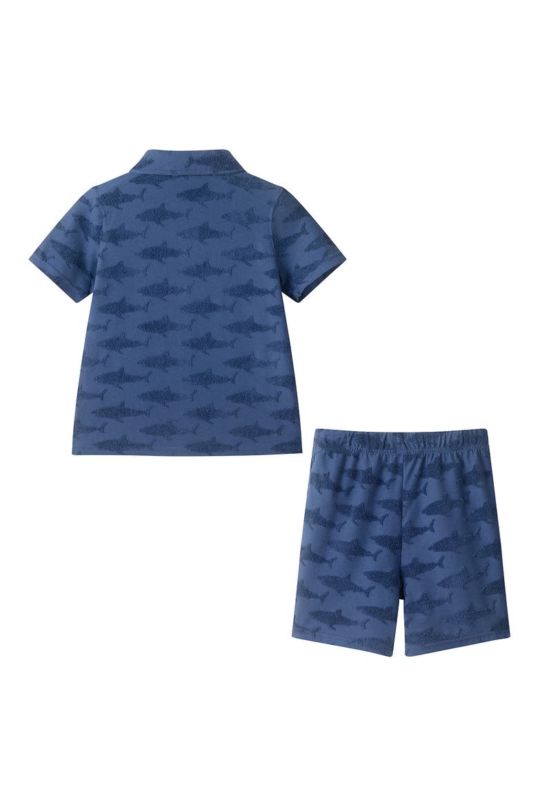 Kids' Terry Button-Down Shirt & Shorts Set, Alternate, color, NAVY