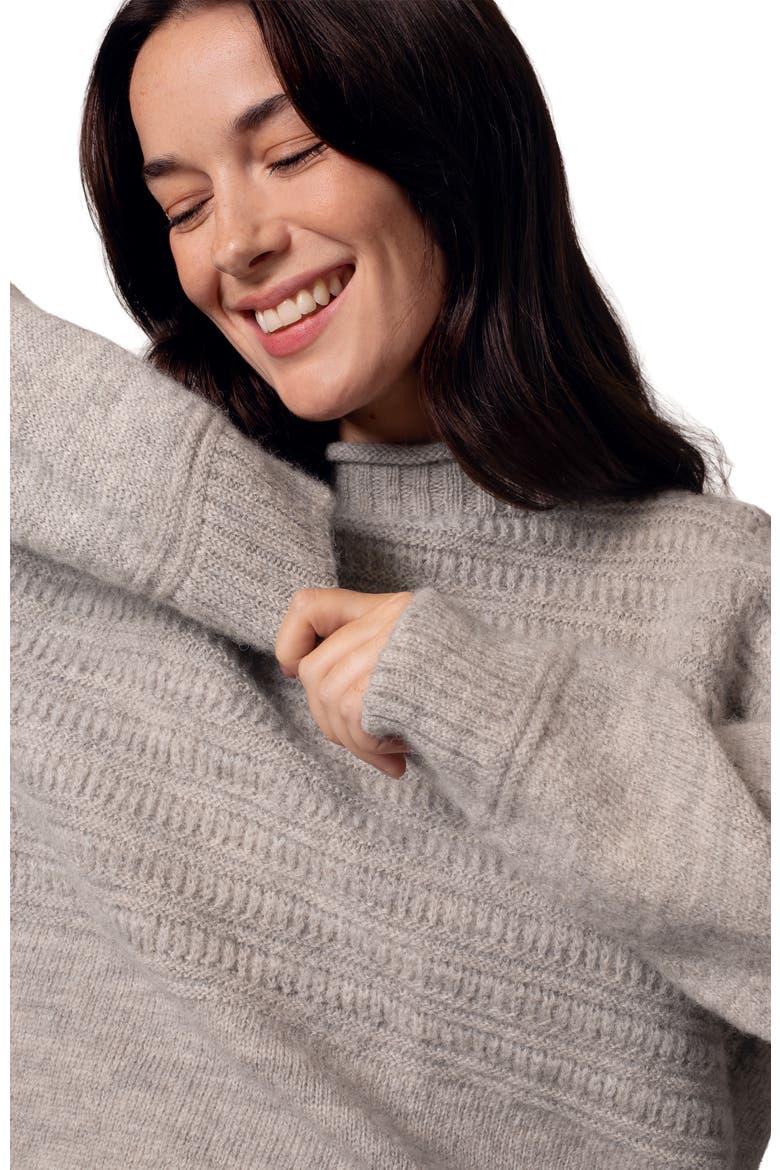 British Heritage Gansey Sweater, Alternate, color, Undyed Taupe