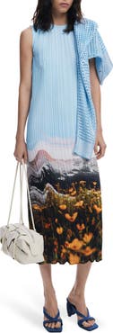 Desigual Landscape Plissé Shift Midi Dress
