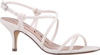 NINA★ Womens Flora Grey Textured Metallic Demi-Wedge Sandals with