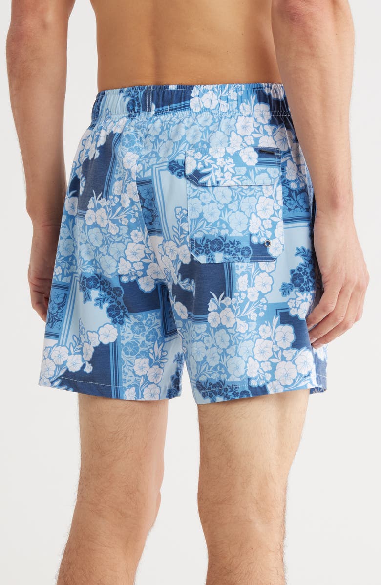 Vintage Summer Poolside Stretch Volley Swim Trunks, Alternate, color, Denim