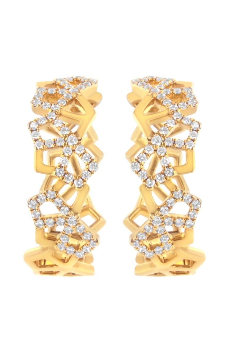 Haus of Brilliance 14K Yellow Gold 3/4 Cttw Diamond Honeycomb Hoop Earrings - 24MM, Alternate, color, Yellow