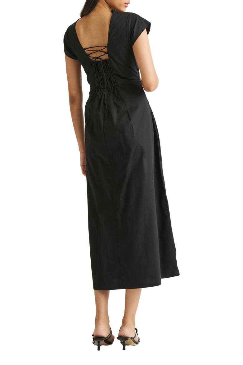 Ruched Dress with Front Slit, Alternate, color, Black