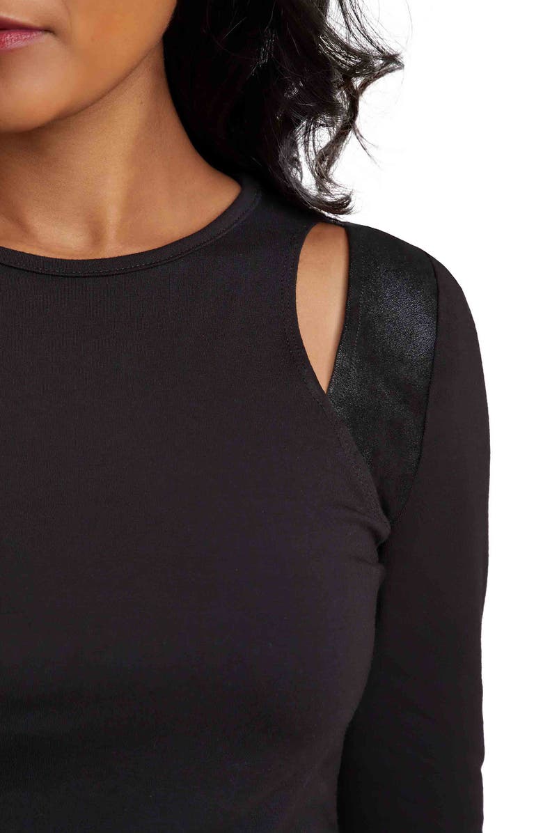 Stowaway Collection Lexi Cutout Detail Long Sleeve Cotton Maternity Dress, Alternate, color, 