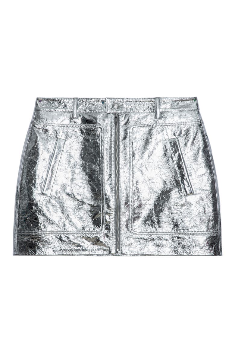 John Metallic Leather Miniskirt, Alternate, color, SILVER