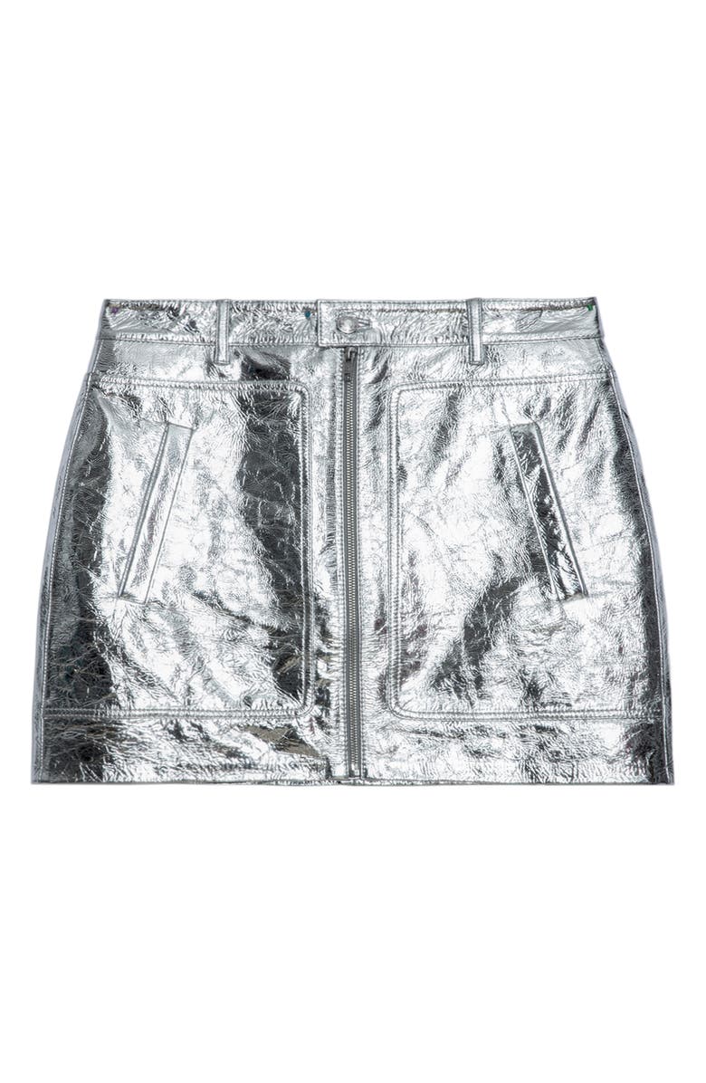 Zadig & Voltaire John Metallic Leather Miniskirt, Alternate, color,