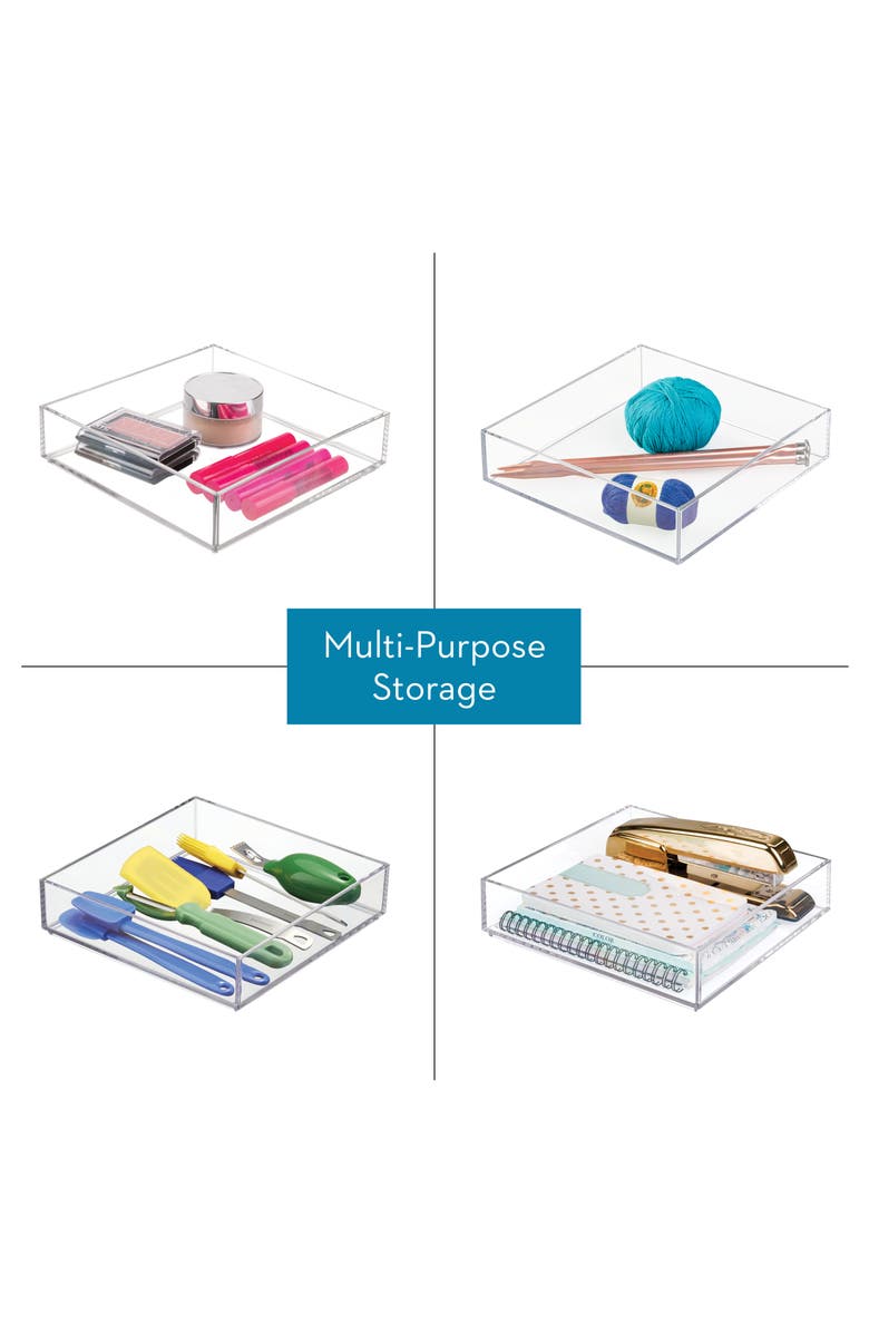 iDesign Plastic Makeup Drawer Organizer Tray - Set of 4 - Clear, Alternate, color, Clear