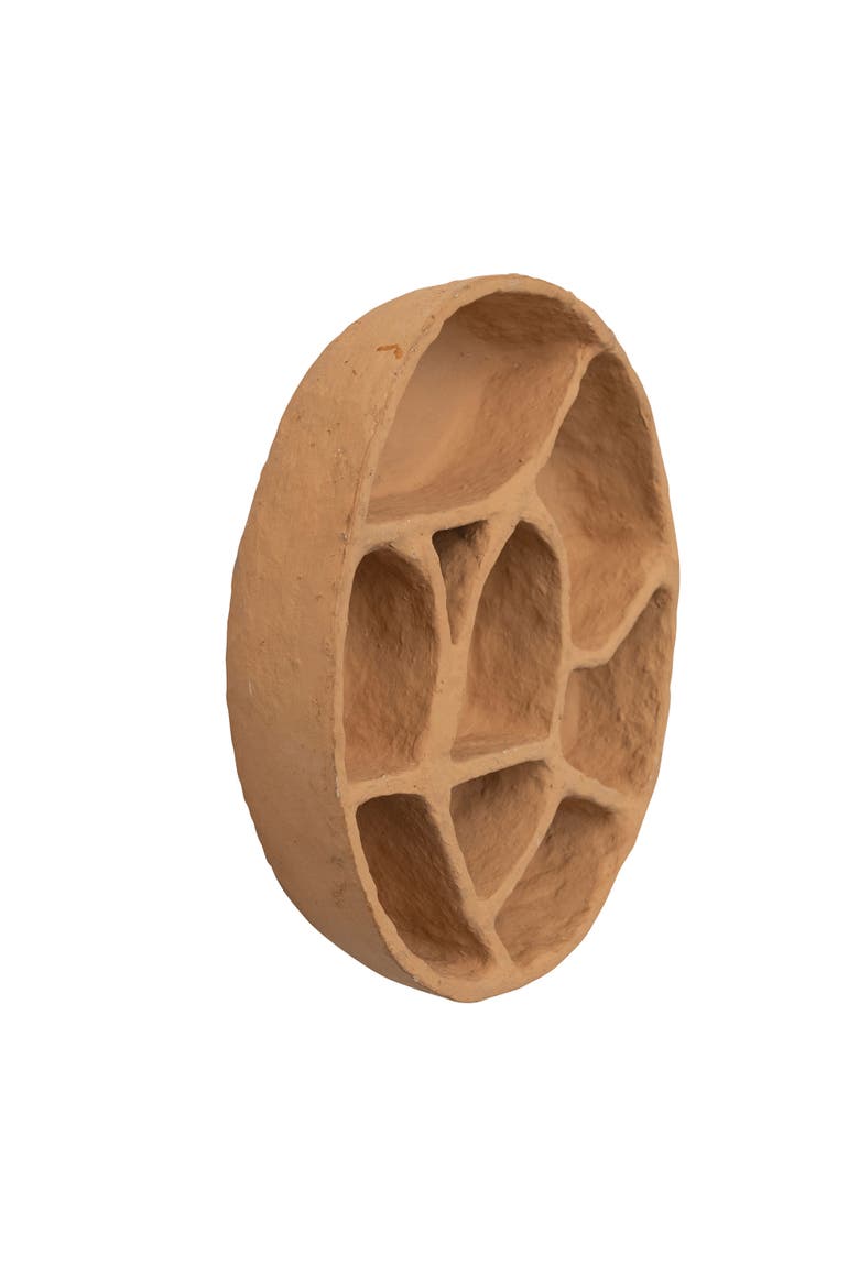 Round Paper Mache Wall Shelf with Multiple Sections, Alternate, color, Orange