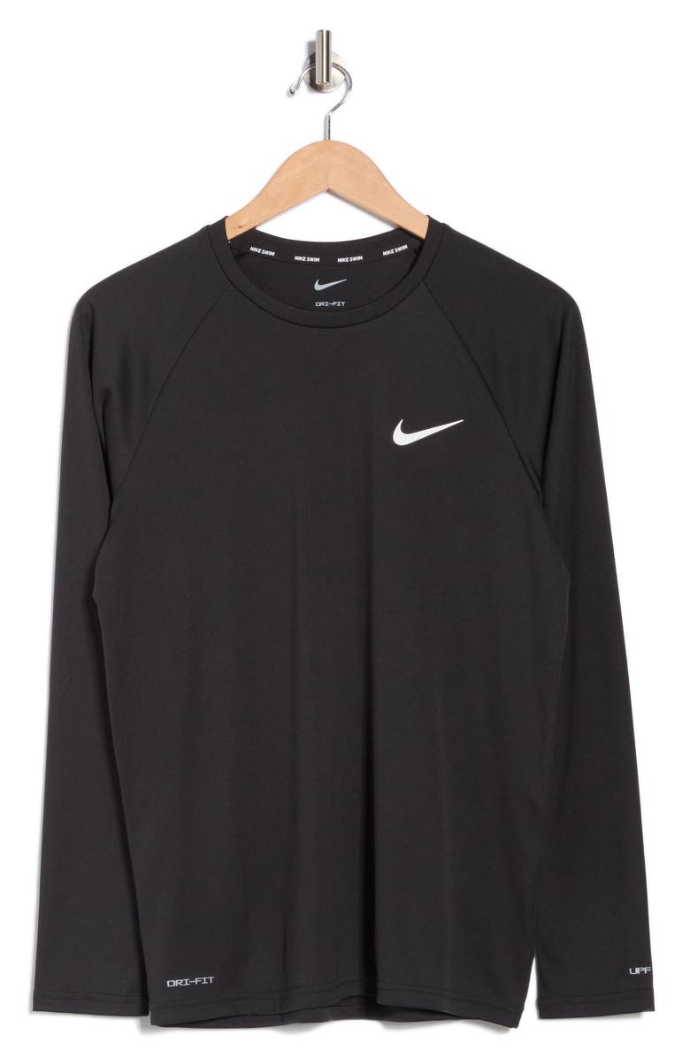 Nike Long Sleeve Hydroguard Swim Shirt, Main, color, Black
