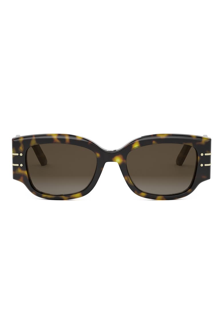 'DiorSignature S13I 52mm Rectangular Sunglasses, Main, color, DARK HAVANA / GRADIENT BROWN