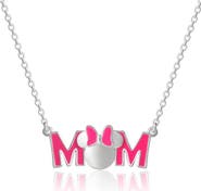 Disney Pink Enamel Bow MOM Pendant Necklace, 18'' Chain
