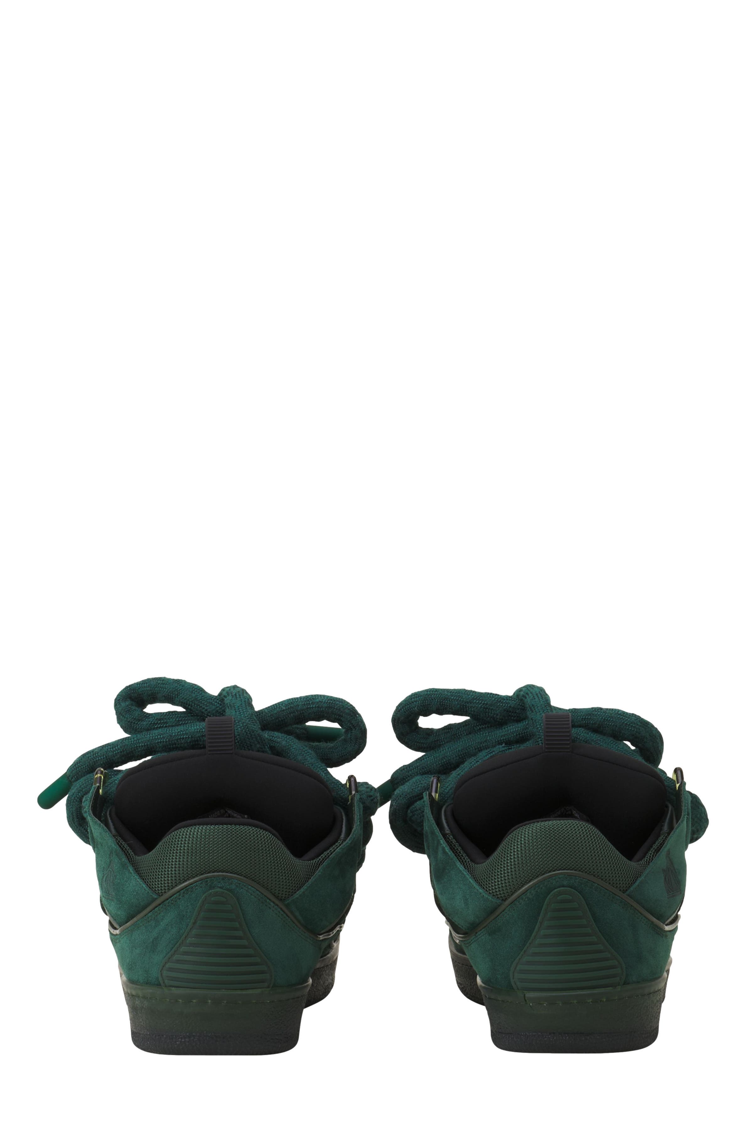 Lanvin Curb Sneakers In Leather With Snake Laces, Alternate, color, Green/Black