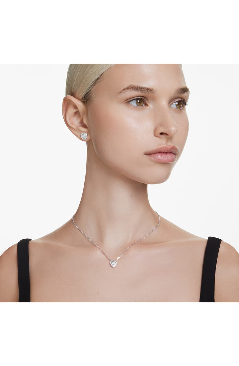 Swarovski x Ariana Grande Angelic Crystal Heart Halo Pendant Necklace, Alternate, color, White/ Silver