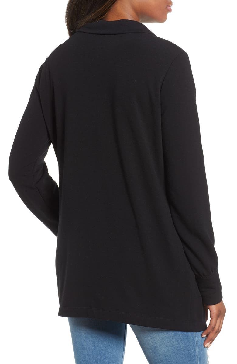 Caslon<sup>®</sup> Off-Duty Fleece Knit Cardigan, Alternate, color,